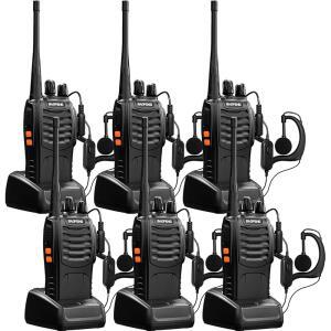 feng Walkie Talkies bf-888s 양방향 라디오 장거리 충전식 인터폰 전문 휴대용 UHF 커뮤니케이터 6팩 이어피스, 리튬 이온 배터리 및 충전기 포함 워키 토키 세트