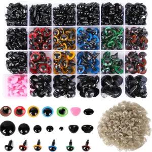 세이프티 즈 796pcs 플라스틱 코 6-20mm 블랙 크래프트 인형 와셔 다양한 크기의 곰 사용하여 동물 크로셰