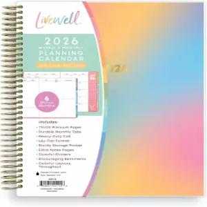 블루 스 라이브웰 2026 및 월간 플래너 캘린더 2026년 월 7 x 9 네이트 커버 헤비 듀티 코일 바인딩 컬러풀