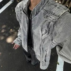 솔저스2 남자 청자켓 헤비 블록 데님 코트 클린핏 빈티지 스트리트 재킷 OPH1