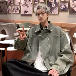 솔저스2 남자 청자켓 메탈 항공 버튼 데님 봄가을 빈티지 워싱 비글 루즈핏 캐주얼 재킷 OPH1