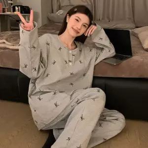 포뇨2 여친 그레이 봄 가을 파자마 대범 박시 긴팔 세트 OPH1