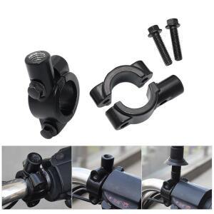 블랙 알루미늄 바이크 오토바이 백미러 장착 브래킷 어댑터 클립 베이스  범용 핸들 바  8mm  10mm  2 개