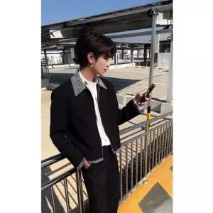 픽호샵 남사친 봄 숏 상의 재킷 자켓 집업 코트 정장 키작남 패턴 칼라 꾹1