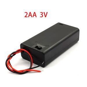 2AA 배터리 박스 2 3V 케이스 보관함 정리함(커버 포함  스위치 포함) x 1.5V 검정색/투명