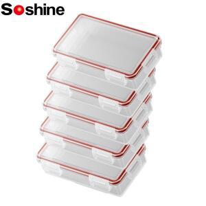 Soshine 5PC 18650 방수 배터리 케이스 클립이있는 2 슬롯 흰색 하드 플라스틱 보관 홀더 컨테이너 상자