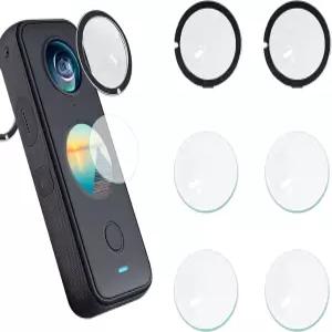 Insta360 One x2와 호환되는 렌즈 가드 강화 유리 스크린 프로텍터 올레오포빅 지문 방지 투명 필름(6 PCS)