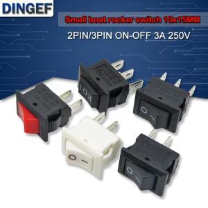 10피스 3Pin 2PIN 3A 250V 10x15mm 검정색 빨간색 버튼 로커 스위치 ON OFF AC 10X15 미니 소형 전원