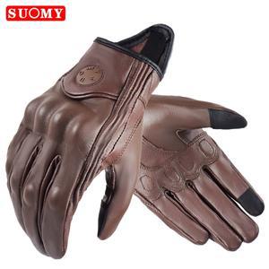 Suomy Vinatge 염소 가죽 오토바이 장갑 여름 남성 갈색 복고풍 모토 크로스 레이디 Guantes
