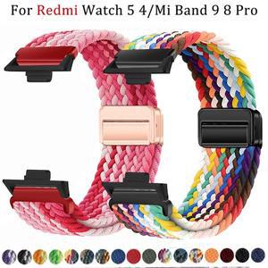 샤오미호환 Redmi Watch 5 4 스트랩 조절 가능 스포츠 교체 Correa 팔찌 Mi Band 9 8 Pro 용 마그네틱 땋은