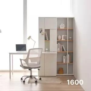 아씨방 가구 아이캔 일자형 서재 도어형 책장책상 세트 1600+5단책장