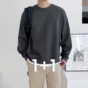 [모로엠] 1+1 커플 사선 디테일 남성 맨투맨 티셔츠 DM-TSA-QGBBH790M