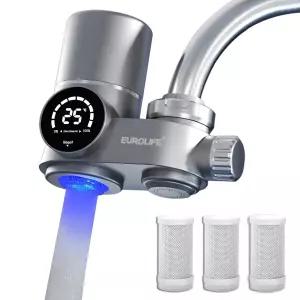 콤보 유로라이프 수도꼭지 장착 물 필터 EL-LS-A13 UV 광과 실시간 수명 표시기가 있는 LED 싱크 탄소