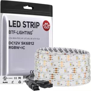 BTF-LIGHTING SK6812 유사 WS2812B UL RGBW RGB+따뜻한 흰색 3000K 개별 주소 지정 가능한 DC12V 16.4FT