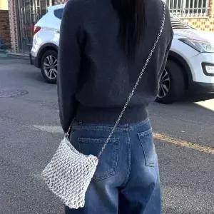 [하프클럽/]가방끈 부자재 체인 스트랩 실버 120cm