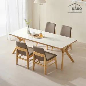 [/착불배송] 루시드 1900 연그레이 포세린 통 세라믹 낮은 6인 식탁 세트 (식