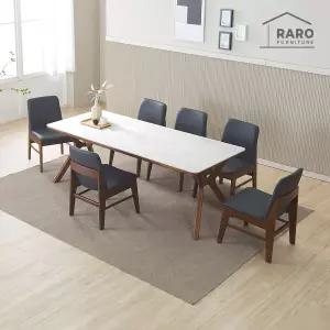 [/착불배송] 루시드 1900 연그레이 포세린 통 세라믹 낮은 6인 식탁 세트 (식