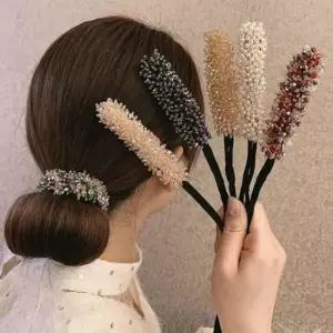 올림머리 곱창 머리끈 대왕 똥머리 헤어끈 큐빅헤어핀 헤어끈 큐빅머리끈 와이어머리끈