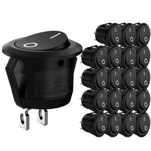 푸쉬락스위치 푸쉬온 20개 10개 로커 보트용 6A 125V RV 2핀 검은색 트럭 15MM 3A 원형 미니 차량용 온오프 토글 250V 스위치