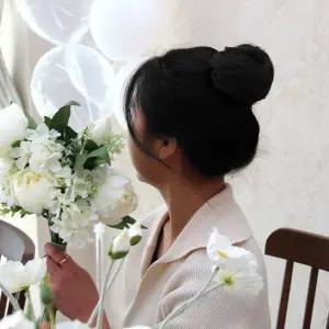 로우번 올림머리 똥머리 가발 블랙