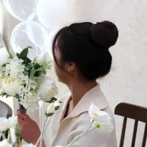 로우번 올림머리 똥머리 가발 자연갈색