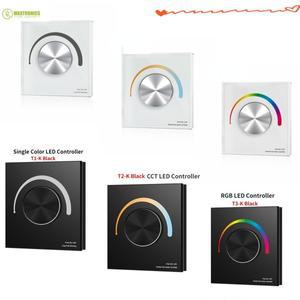 DC12-24V T1-K/T2-K/T3-K 회전식 터치 유리 패널 DIM/CCT/RGB LED 컨트롤러 단일 색상/색온도/RGB 테이프용