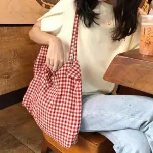 여성 여자 체크 포인트 가방 패턴 숄더 에코백 다용도 멀티 데일리 캐주얼 마실룩 패션 악세사리 소품 용품