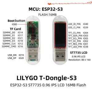 T-Dongle-S3 ESP32-S3 개발 보드(스크린 동글 포함) 0.96 인치 ST7735 LCD 디스플레이 지원 WiFi Bluetooth