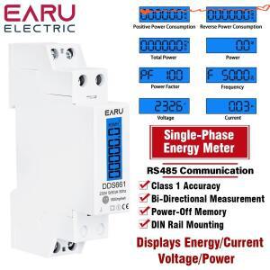 Din 레일 단상 양방향 다기능 에너지 미터 백라이트 RS485 판독용 원격 통신 AC 220V