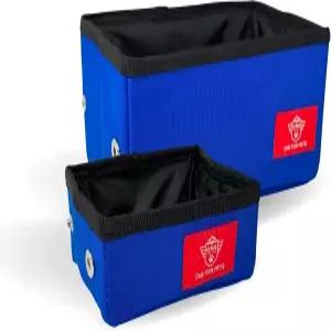 애완동물용 휴대용 2-in-1 더블 펫 개집/피난처 패브릭 블랙/로열 블루 20 x20 x39 - 자동차 안전벨트