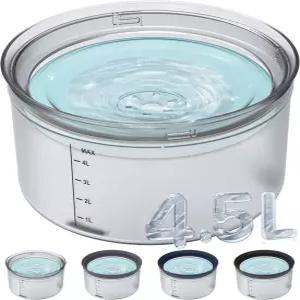 Decflow 1.2갤런 개 물그릇 4.5L 대용량 물 흘림 방지 개그릇 투명 부유 디스크 엉성하고 지저분한