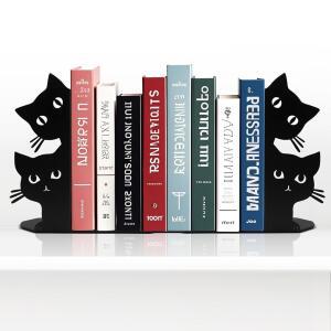 고양이 책꽂이 장식용 엿보기 책 책꽂이용 금속 사무실용 귀여운 책상 책장 선물 블랙