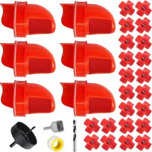 6팩 자동 닭고기 공급기 및 급수기 세트 - 6개의 포트와 20컵의 닭 칠면조 오리 등을 위한 DIY 가금류 키트