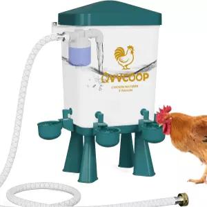 플로트 밸브가 장착된 QVVCOOP 자동 치킨 급수기 고가 정수기 제어 가금류 급수 용품 스탠딩/행 사용 3갤런