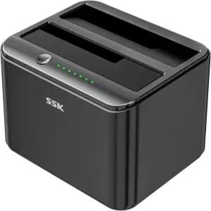 SSK 알루미늄 하드 드라이브 도킹 스테이션 USB 3.0에서 SATA 듀얼 베이 외장 HDD 도크 캐디 리더 2.5 및