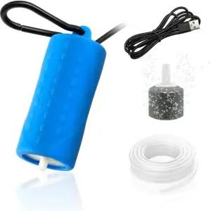 다투 USB 미니 수족관 에어 펌프 초조용 어항 블랙 행잉 걸쇠 휴대용 산소 에어레이터 항공 튜브 및 스톤
