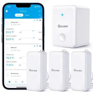 고비 WiFi 습도계 센서 3팩 원격 앱 알림 기능이 있는 실내 무선 스마트 온도 습도 모니터 2년간의 데이터