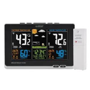 풀 컬러 LCD 및 원자 시간을 갖춘 라크로스 기술 첨단 기상 관측소 - 온도 경보 300피트 전송 범위의 습도