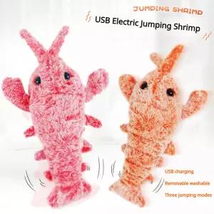 새로운 고양이 장난감 전기 랍스터 USB 충전식 시뮬레이션 점프 새우 플러시 애완 동물 놀리는 개 용품