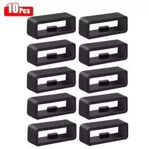 10pcs/5pcs/4pcs 블랙 화이트 시계 밴드 18mm 스트랩 루프 링 실리콘 고무 액세서리 홀더 로커
