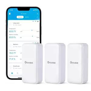 고비 습도계 온도계 3팩 H5100 APP 알림 알림이 포함된 미니 블루투스 온도 습도 센서 2년 무료 데이터