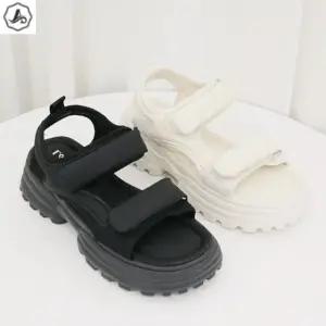 [애슬릿] 키높이 샌들 발편한 찍찍이 스트랩 굽높은 플랫폼 5cm