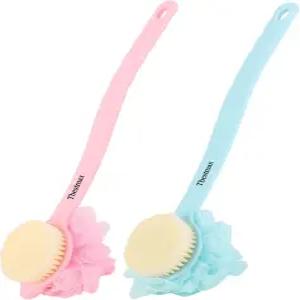 여성 각질 제거 목욕 마사지를 위한 부드러운 메쉬 스펀지가 된 Tbestmax Loofah 백 스크러버 롱 핸들 샤워
