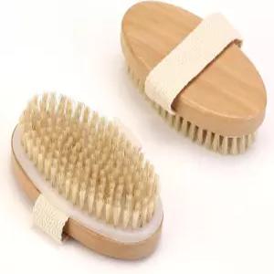 2Pcs 내추럴 각질 제거 브러시 림프 배액용 바디 스크러버 습윤 및 건조 매끄러운 를 위한 깊은