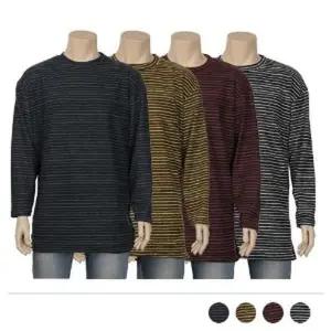 MTFW19203 도톰 크레용 줄무늬 단가라 T
