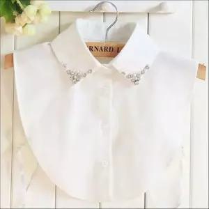 큐빅 이너카라 레이어드 진주 넥케이프 페이크카라 블라우스
