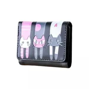 고양이 반지갑 여학생 PU가죽 11.9cm 귀여운 실용적 여성지갑