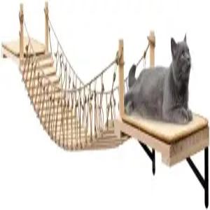 실내 고양이를 위한 AFATI 벽걸이 로프 브릿지 롱 수면 놀이 등반을 벽 선반 나무 침대 및 시살 스크래치