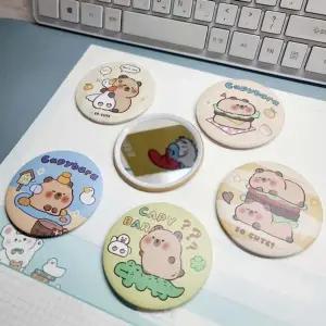 문구 미니 캐릭터 거울 원형 카피바라 휴대용 손거울