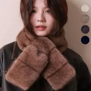 페이크 밍크 퍼 퀼팅 머플러 털 목도리 쁘띠 인조